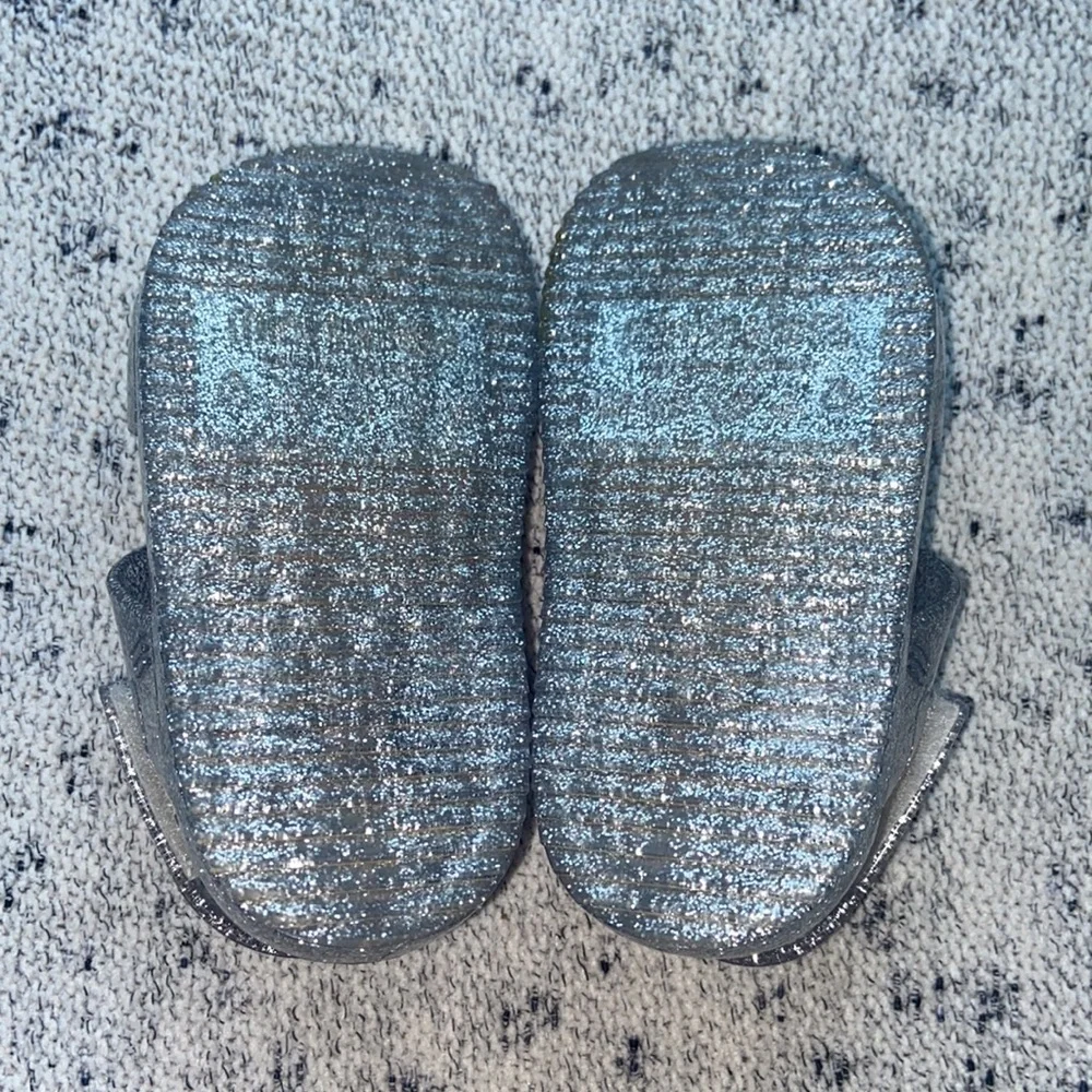 Mini Melissa Girls Glitter Strap Sandals in Sparkling Silver